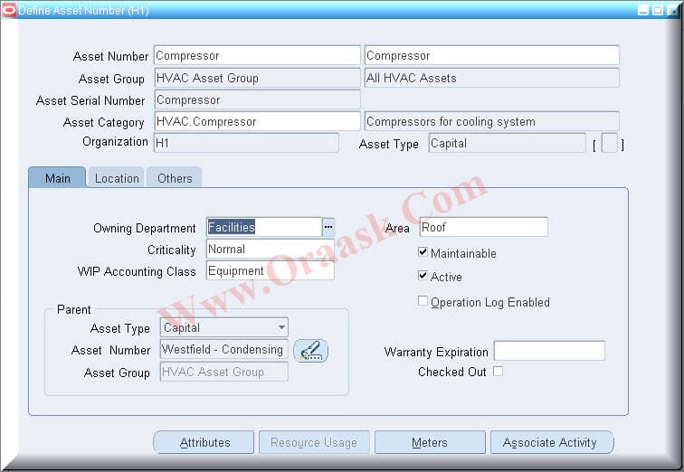 Define Asset Numbers - Oracle EAM