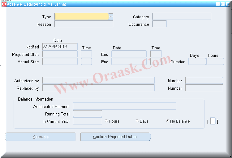 API to create absence in oracle apps r12 2