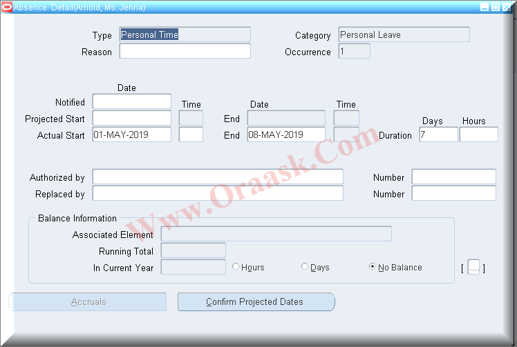 API to create absence in oracle apps r12