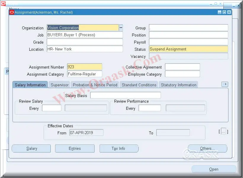 Oracle Employee Assignment Suspend- Oraask