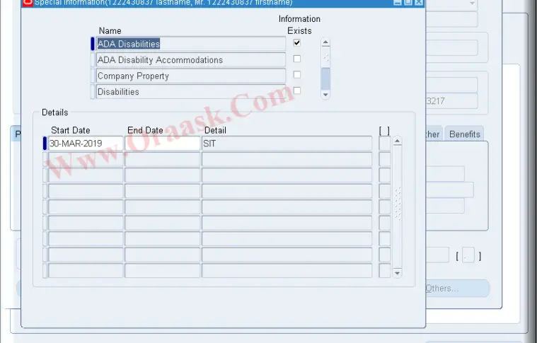 Create SIT API in oracle HRMS