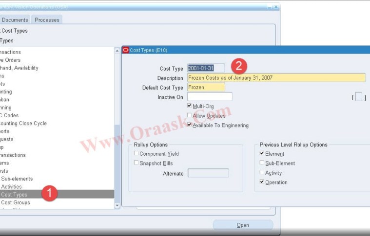 Types of costing in oracle cost management