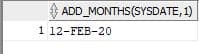 Oracle ADD_MONTHS Example 2 Output