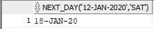 Oracle NEXT_DAY Example 1 Output