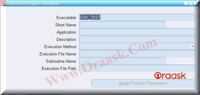 Oracle Executable screen after perform our action