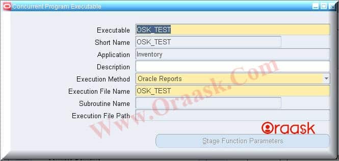 Oracle Executable screen EBS R12