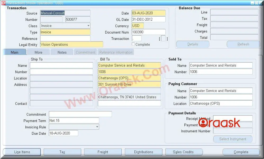 API to incomplete AR Transaction in Oracle Apps R12 Result