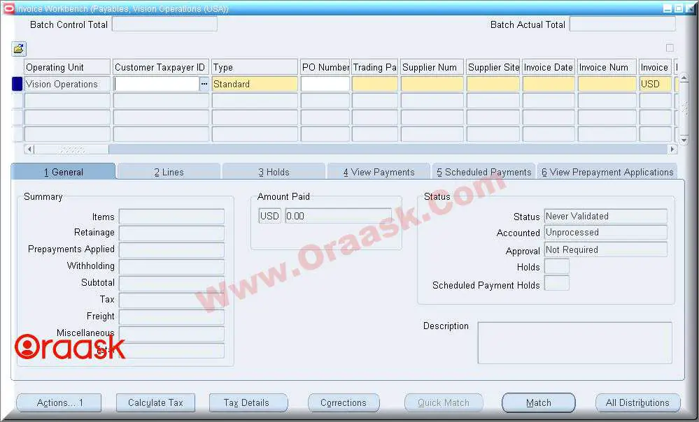 Create AP Invoice using AP open interface in oracle apps R12 - 1