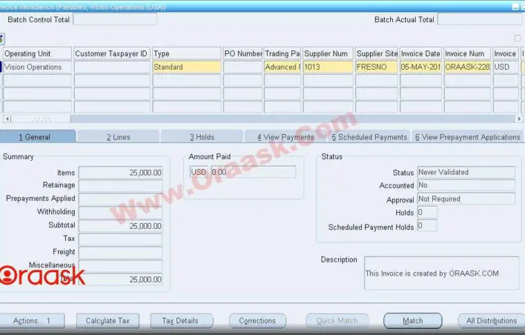 Create AP Invoice using AP open interface in oracle apps R12
