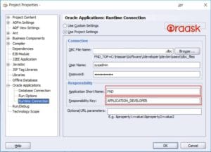 Jdeveloper project properties