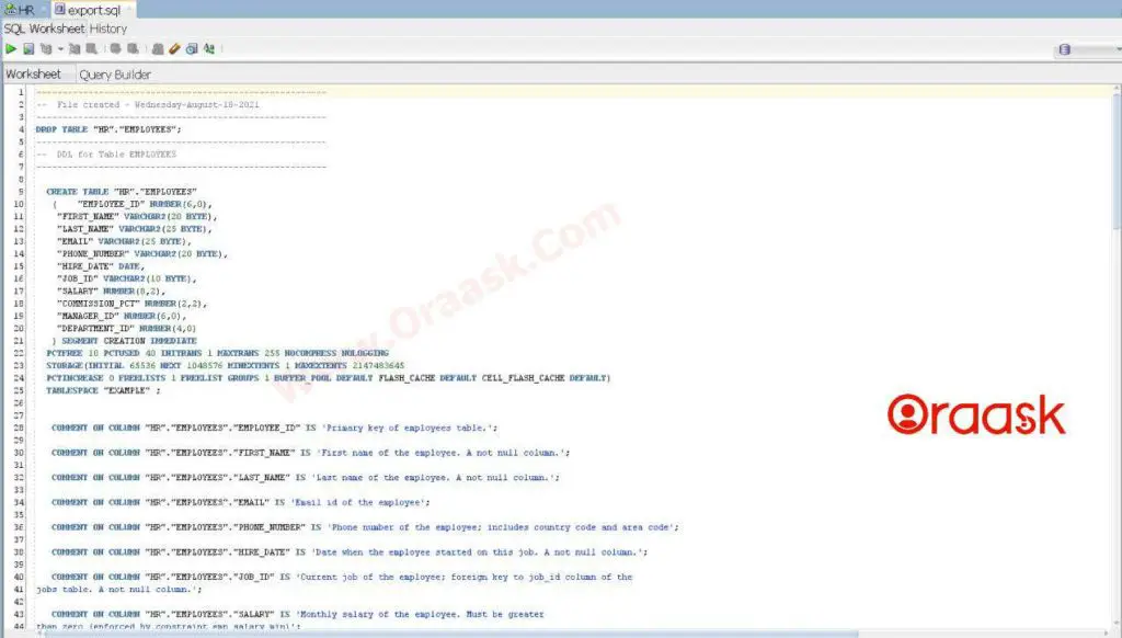 Backup a Table in Oracle using SQL Developer Step 8