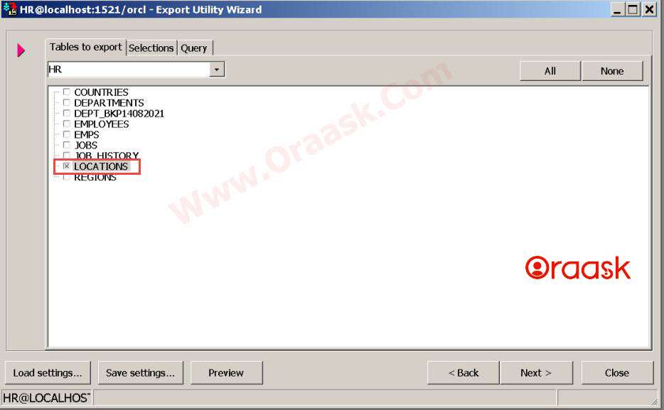 Backup a Table in Oracle using Toad Step 3