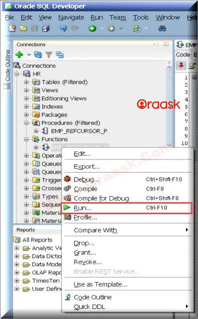 Print ref cursor Output in SQL Developer Figure 2