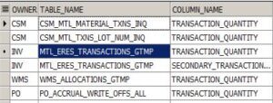 query result