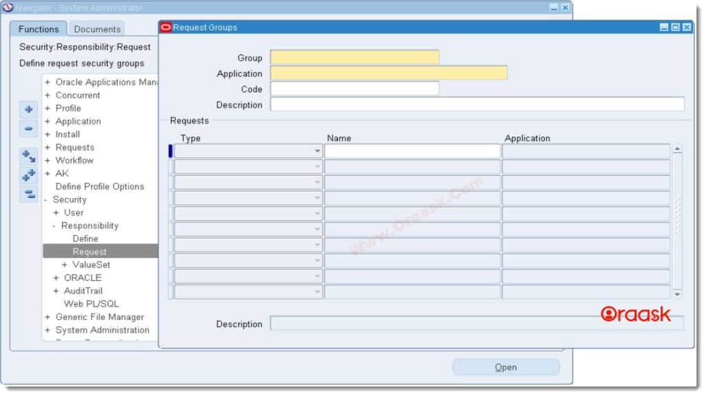 API to Create Request Group in Oracle APPS R12 Figure 1