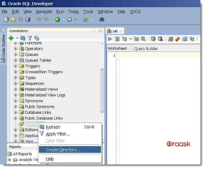 Create Directory in Oracle using SQL Developer Figure 2