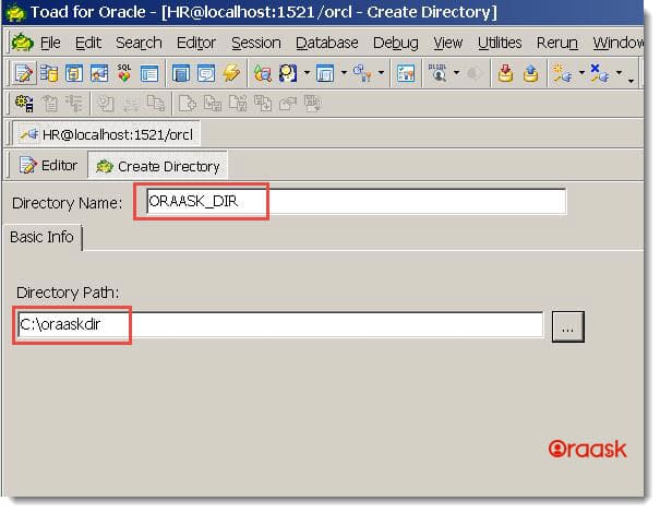 Create Directory in Oracle using TOAD Figure 2
