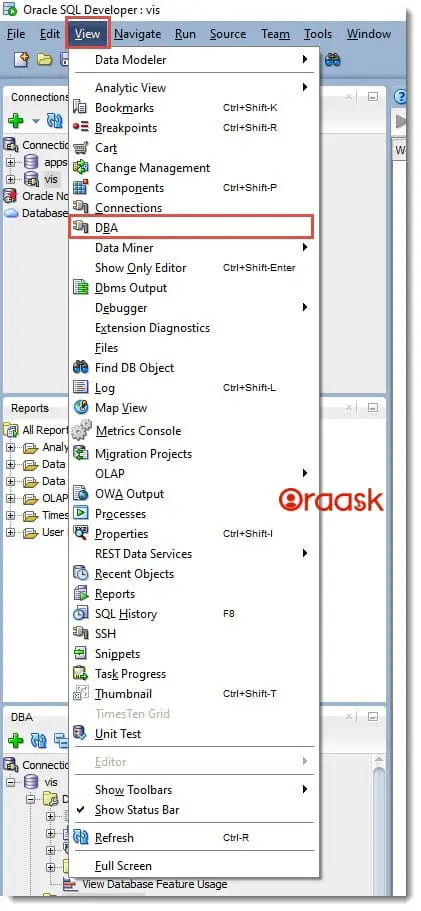 Check Oracle Database Version via SQL Developer Figure 1