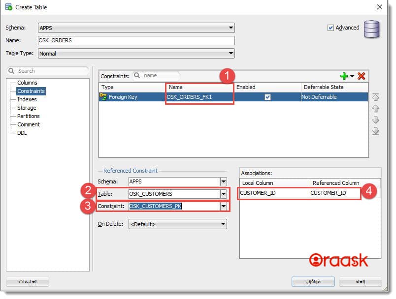 Create Table with Foreign Key using Oracle SQL Developer Step4