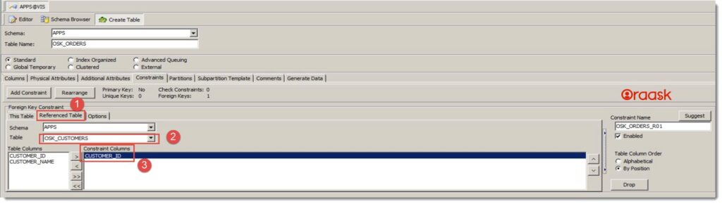 Create Tables with Foreign Keys using TOAD Step6